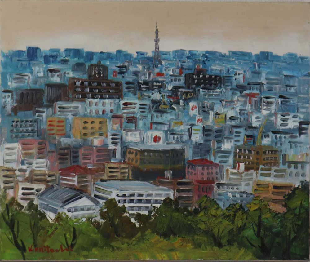 岡山のアート工房の絵画（東京風景）