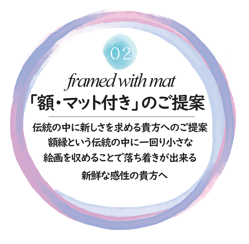 岡山のアート工房がご提案する「額・マット付き」のパターン